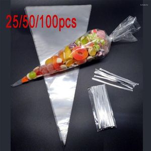 Emballage cadeau 25/50/100 pièces cadeaux de noël fleurs fête de mariage aliments cuits Halloween bonbons transparent cellophane sac auto-scellant