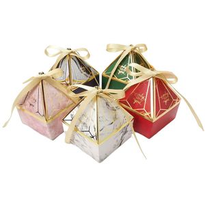 Enveloppe cadeau 25 / 50pcs Bronzed Tower Candy Box Gemston Wedding Favor Emballage avec ruban Birthday Christmas Party Supplift