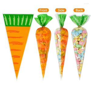 Emballage cadeau 25/50PCS Sac de Pâques Happy Carrot Candy Cones Transprant Plastic Kids Birthday