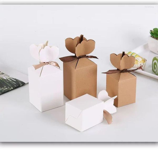 Emballage cadeau 25/50pcs emballage en papier Kraft boîte en carton Vase bonbons faveur et anniversaire noël saint valentin fête mariage décoration