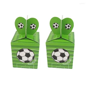 Enveloppe cadeau 25 / 50pcs mini Green Football Field Candy Box Cartoon Kids Birthday Favor Boxs Packing Packing Baby Shower