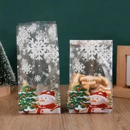 Cadeauverpakking 25 50 stuks Sneeuwpop Koekje Snoepzakken Plastic Bakverpakking Zak Kerstman Kerstboomversieringen 2024 Jaar Feestartikelen 231027