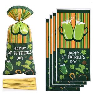 Geschenkwikkeling 25/50 stks St. Patrick Bags Candy Cookies Zakje bakken verpakking goodies tas st feestdecoratie 2024