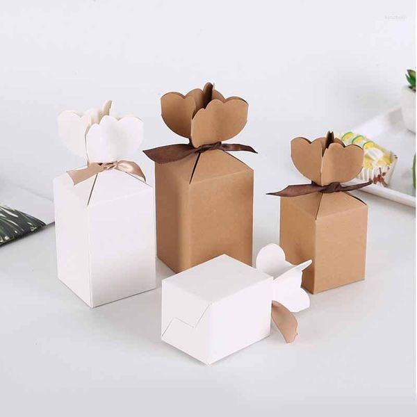 Emballage cadeau 25 / 50pcs Vase Kraft Paper Box Paquet Carton Bonbons Boîtes Party Favor Cadeaux Anniversaire Noël Valentine's Wedding Decor