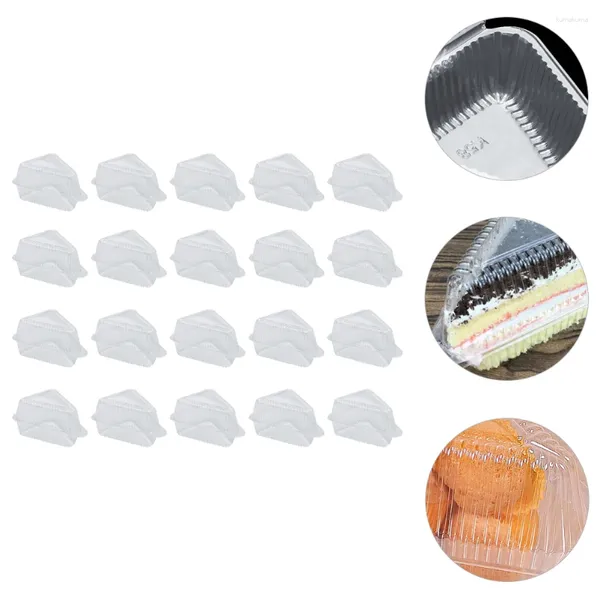 Cadeau cadeau 25 pcs conteneurs jetables couvercles boîte triangulaire triangle tarte petit sandwich tartes transparentes porte-tranche transparente