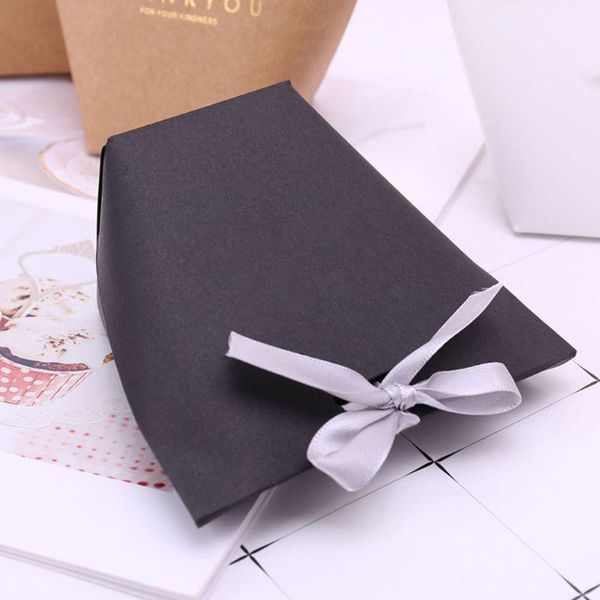 Cadeau cadeau 25 pcsemballage noir bonbons sac en papier kraft avec ruban d'arc boîte de dragée de mariage emballage de biscuits fourniture1