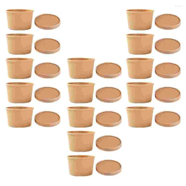 Envoltura de regalo 25 juegos de papel para llevar contenedores tapas para llevar taza de sopa comida tazón japonés tazas de helado almacenamiento chocolate bebida fría