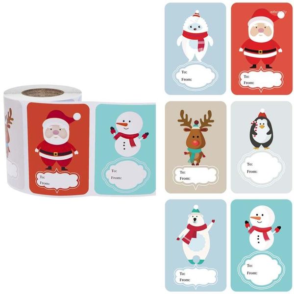 Envoltura de regalo 250 PCS Etiquetas adhesivas navideñas Rectángulo Adhesivo Navidad Sellos de sobres decorativos Pegatinas Paquete Sellado