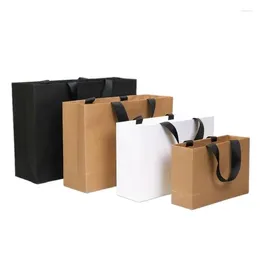 Emballage cadeau 250gsm blanc noir le plus épais sac en papier kraft boîte de bonbons avec poignée paquet de fête d'anniversaire de mariage