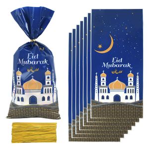 Geschenkwikkeling 2550 pcs Eid Mubarak Tassen Plastic Candy Cookie Bag Ramadan Kareem Decoratie Islamitische moslimfeestjes Supplies S 230422