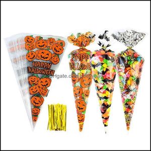 Geschenkwikkeling 25pc Halloween Candy Bag Plastic transparante snack verpakking Party Decoratie truc of behandel kinderbenodigdheden Drop del BdeSybag Dhoo7