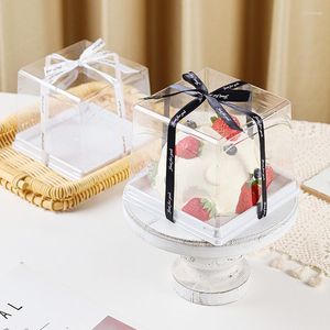 Geschenkverpakking 25 stuks 4 inch transparante taartdoos plastic dozen en verpakkingen doorzichtige cupcake muffin vierkante houder geval bruiloft