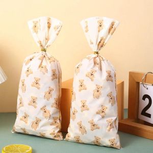 Envoltura de regalo 25pcs fiestas animales oso dulces bolsas para galletas de plástico bolsillo de bricol