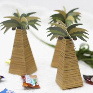 Cadeaupapier 25 stuks Kokosnoot Palmboom Bonbondoos Papier Chocolade Zoete Traktatiedozen Hawaiiaanse Tropische Bruiloft Verjaardagsfeestje Verpakking