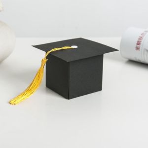 Enveloppe cadeau 25pcs DIY Paper Graduation Cap en forme de case Chocolate de sucre pour la fête Favor Bachelor Hat Wedding Candy1