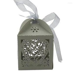 Emballage cadeau 25 pièces boîtes à bonbons coeur creux avec ruban faveur de mariage rouge blanc violet mariage bébé douche fête fournitures