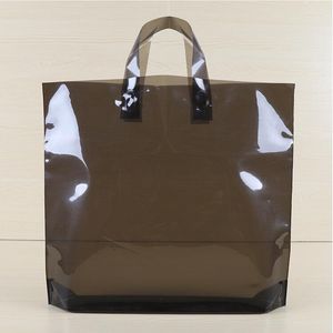 Papel de regalo 25 unids/lote bolsa de plástico transparente negra con asa bolsas de paquete de almacenamiento de compras grandes de alta calidad