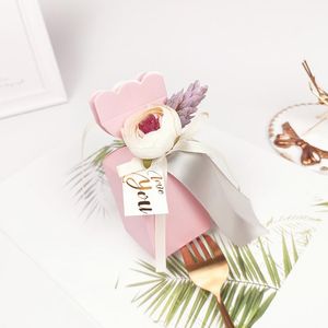 Emballage cadeau 25 pcs/lot boîte à bonbons rose en forme de vase fleur romantique papier carton faveur de mariage et cadeaux fête d'anniversaire SupplGift WrapGift