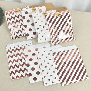 Enveloppe cadeau 25pcs sacs en papier bonbons biscuit pop-corn rose or brye wave dot star emballage pochette fête de mariage favori.