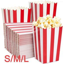 Enveloppe cadeau 25pcs Popcorn Paper Boîtes Podets Sacs blancs rouges Sacs de collation pour les anniversaires de la soirée cinéma fourniture