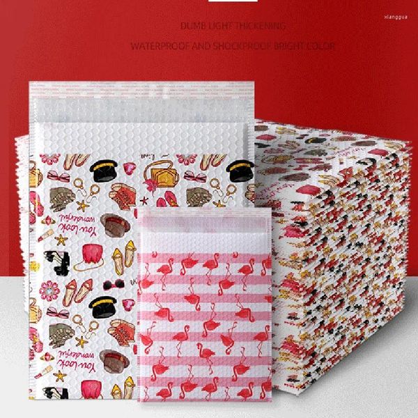 Emballage cadeau 25x30 Sacs d'enveloppe de mousse de flamant rose Sacs auto-scellants Enveloppes rembourrées avec des paquets de sacs de courrier à bulles