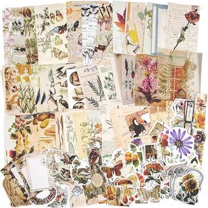 Geschenkwikkeling 260PCS Vintage Art Scrapbooking Supplies Stickers Aesthetic Washi Paper Kit voor tijdschriften Daily Planner Diy Craft