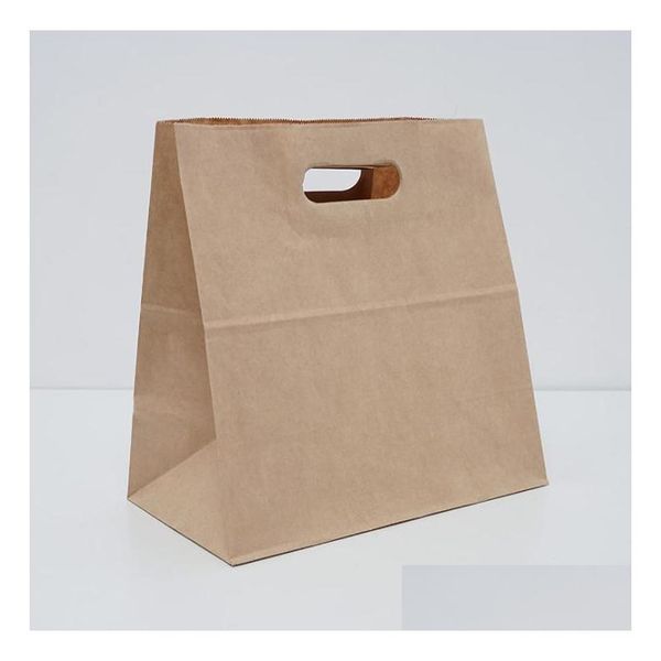 Cadeau cadeau 28x15x28cm Grands sacs en papier kraft Pain Snack Sanwich Boîtes à emporter Poignée d'emballage alimentaire SN1302 Drop Livraison Home Garden F Dha83