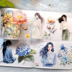 Envoltura de regalo 2m Washi Pet Tape Vintage Flowel Flower Stickers Stickers Stationery Estética DIY DIY Material de collage