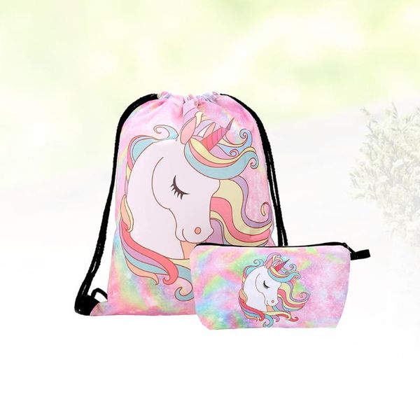 Embalagem para presente 2 peças adorável mochila com cordão para fazer bolsa estojo cosmético pacote bolso para amigos famíliaspresente