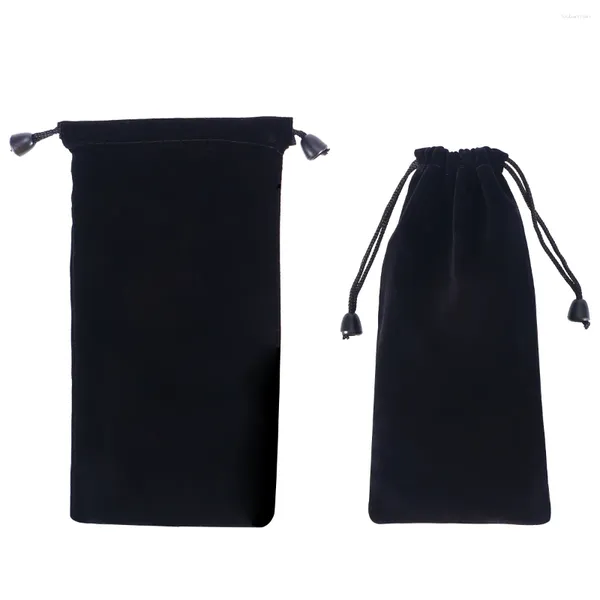 Cadeau cadeau 2pcs sac de rangement de montre en tissu noir pochettes de bijoux sacs à cordon