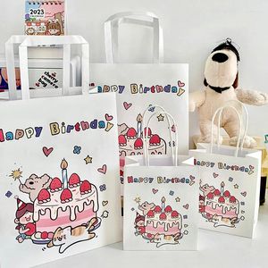 Envoltura de regalo 2 unids patrón de dibujos animados creativo papel bolsa de golosinas bolso lindo compras bolsas dulces afortunadas para niños suministros de fiesta de cumpleaños