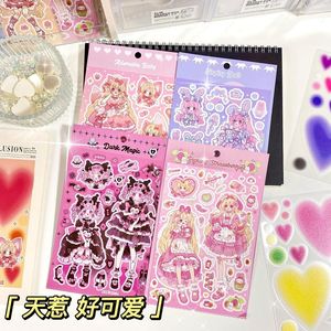 Emballage cadeau 2 pièces mignon poupée filles autocollants Kawaii princesse dessin animé étiquette papier Scrapbooking bricolage décoration autocollant coréen papeterie