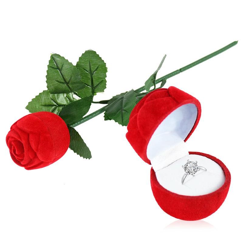 Cadeau cadeau 2pcs Bague de fleurs Rose Boîte à bijoux pour la cérémonie Proposition Engagement Anniversaire de mariage Valentine