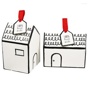 Emballage cadeau 2 ensembles boîtes de fête avec ruban et étiquette joyeux noël papier fait à la main maison forme présent cadeaux boîte fournitures