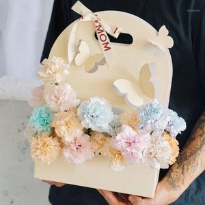 Cadeau cadeau 3/5pcs mariage tridimensionnel papillon sacs de fleurs boîtes de bonbons pour les femmes boîte portable faveurs de fête décoration
