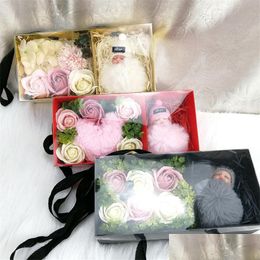 Cadeau cadeau 3 couleurs boîte de papier avec poignée boîtes d'emballage de fleurs transparent fenêtre transparente plout floral sac à main portable lx4850 drop d dhqjc