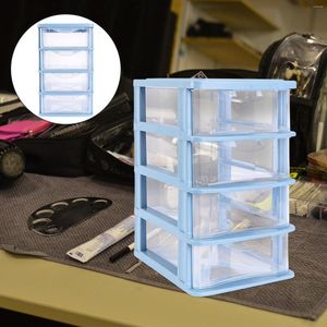 Emballage cadeau 3 tiroirs de bureau moyen organisateur de rangement et armoire d'artisanat avec 6 tiroirs transparents bureau bleu