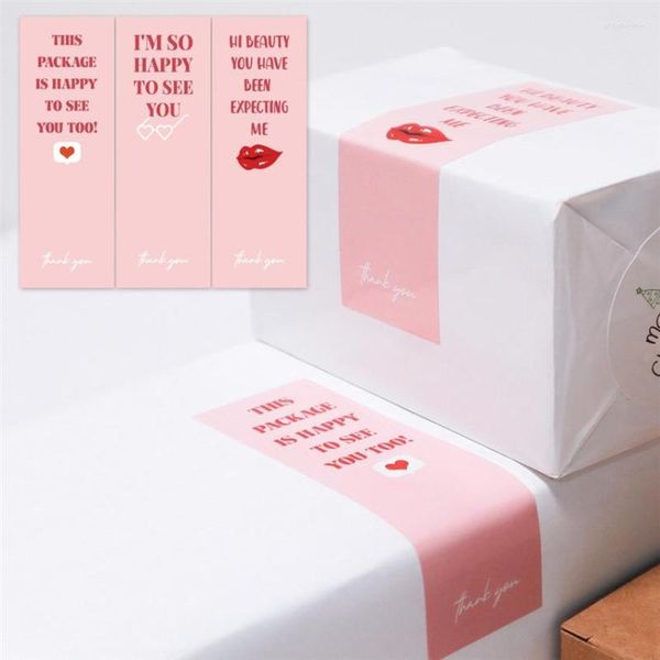 Papel de regalo, 30-60 uds., pegatinas rosas de agradecimiento, etiquetas de sello, feliz de ver, caja decorativa de embalaje para pequeñas empresas