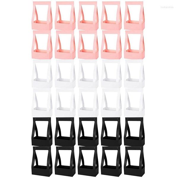 Papel de regalo 30 piezas Caja de flores para arreglos Bolsas de ramo de papel Kraft Negro Blanco Rosa