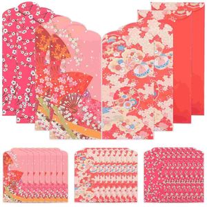 Gift Wrap 30 Pcs Japanse Stijl Rode Envelop Geld Pouch Portemonnee Tas Party Enveloppen Festival Jaar Papier Cash Packet bloem