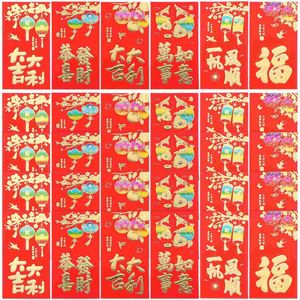 Confezione regalo 30 pezzi Busta lunga rossa Borsa stile cinese Tasca per soldi Bomboniera Hong Bao Personalità delicata Carta annuale tradizionale