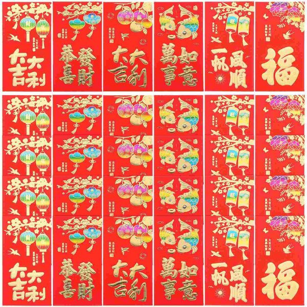 Cadeau cadeau 30 pcs portefeuille rouge style chinois argent enveloppe délicate sac de personnalité Hong Bao papier traditionnel