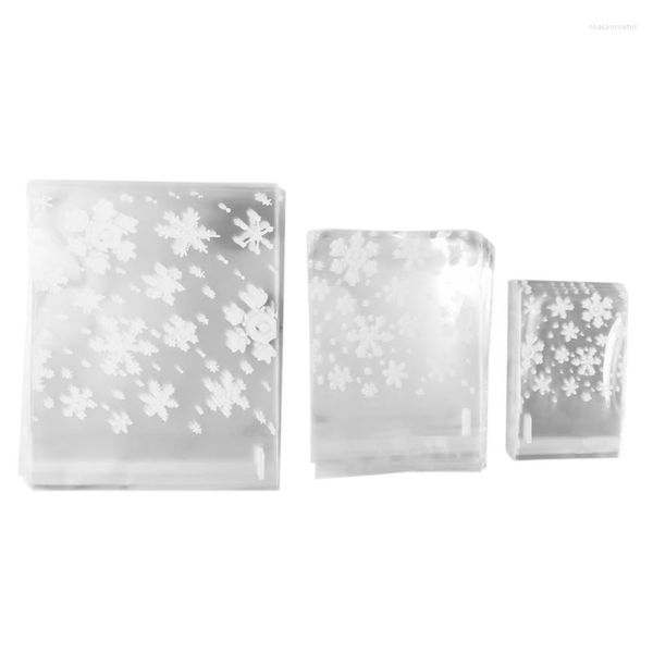 Emballage cadeau 300 unités refermable Cellophane fête de Noël flocon de neige biscuit boulangerie bonbons friandises sacs en 3 tailles