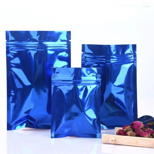 Emballage cadeau 300pcs paquet de couleur bleue sac de papier d'aluminium auto-scellé alimentaire bonbons snack poudre sachets d'emballage anti-odeur