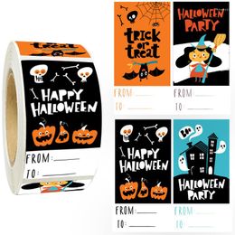 Geschenkomschakeling 300 stks Happy Halloween Sticker Holiday Party Wikkel Decoratie Decoratie SEAL ENVELOPE Uitnodiging Bak Cake Label