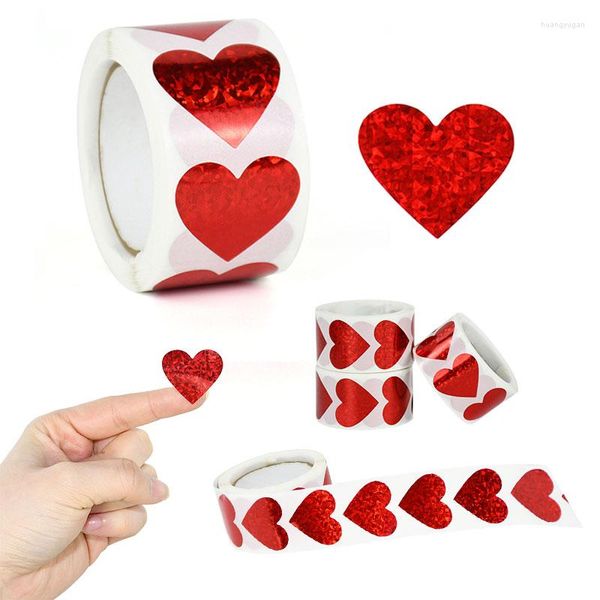 Cadeau cadeau 300pcs / rouleau 2.7cm autocollant coeur rouge saint-valentin emballage étiquette décoration enveloppe sceau étiquette de mariage décor