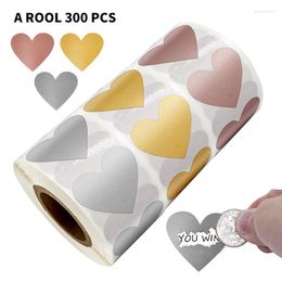 Gift Wrap 300 stks/rol hartvorm krassen van stickers Rose Gold Label Diy Make Your Own Surprise Decoration Game Party Activity 2023