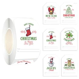 Geschenkomschakeling 300 stks/rol kraftpapier Kerstnaam Tags Xmas Stickers Diy Huidig ​​afdichting Label Decals Pakket Decoratie