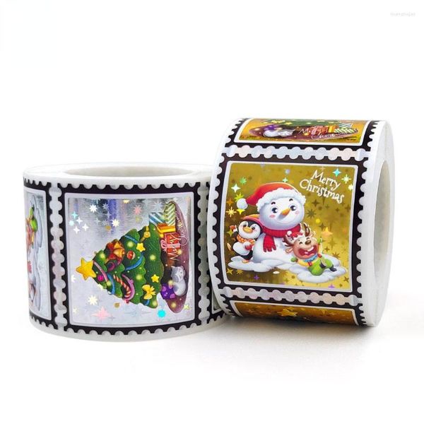 Papel de regalo 300 piezas Rollo de pegatinas Colección de decoración del día de Navidad Etiqueta comercial