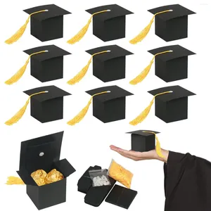 Geschenkwikkeling 30 stcs zwarte vrijgezel hoed cap candy box voor afstuderen koekjes verpakking dozen tas 2024 grad felicitatie partij benodigdheden